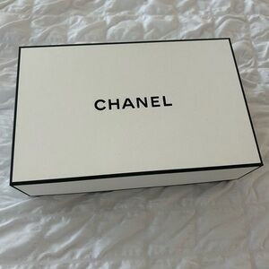 CHANEL Gift Box and Dust Bag White with Black Trim